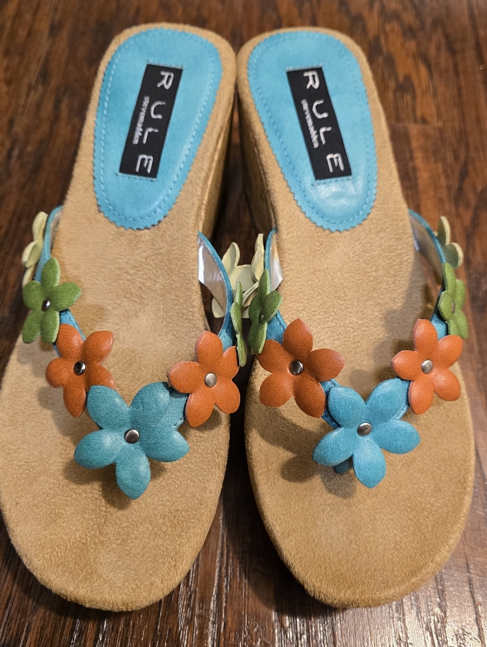 Steve Madden Women Cork Platform Wedge Sandals Sz 7 Flowers Vacation Resort Boho - Picture 2 of 9